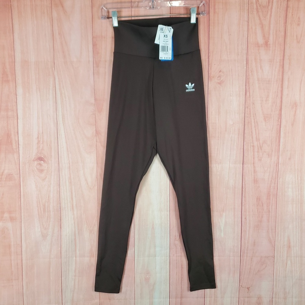 Adidas Originals Essentials Leggings Womens XS Brown Stretch Logo High Waisted